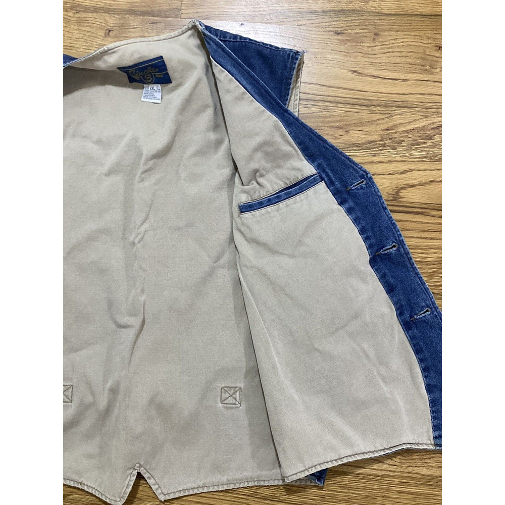 Circle S Dallas Texas Denim Vest Mens XXL 100% Cotton Blue Cowboy Western Vest - Picture 6 of 8